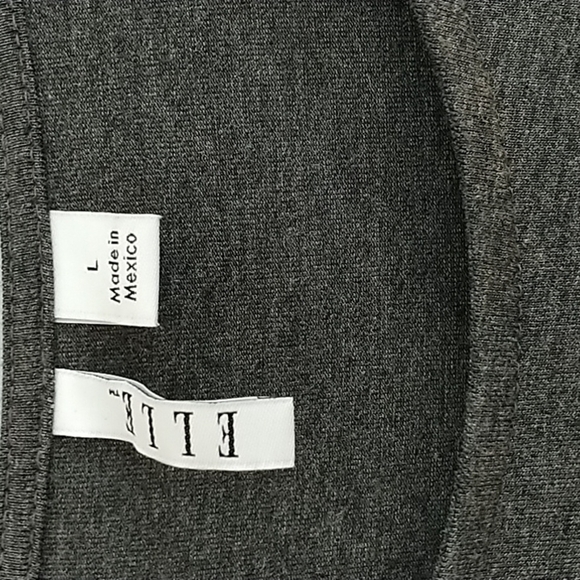 ELLE Grey Side Knot Knit Top L - Picture 5 of 10